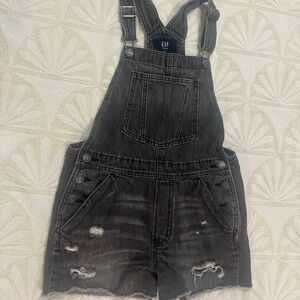 GAP Black Distressed Overalls